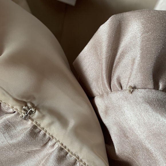 COPY - Laura Petite beige faux silk deep V ruffle collar box pleat sleeveless d… - Picture 8 of 8